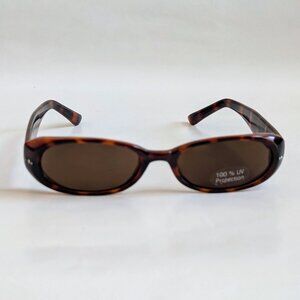 NWT Vintage 90's Small Plastic Rectangle Lady Fashion Sunglasses (S. Tortoise)